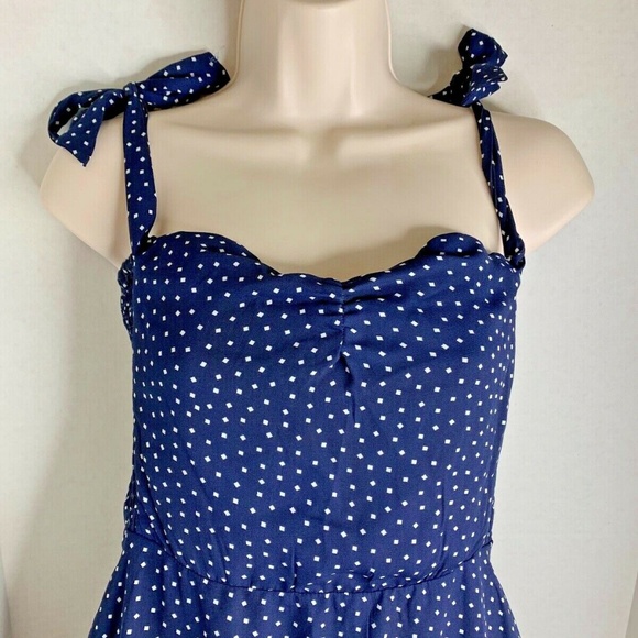 Lulus Womens Sz S Navy White Polka Dots Tank Dress Summer Babydoll Milkmaid - Picture 2 of 4